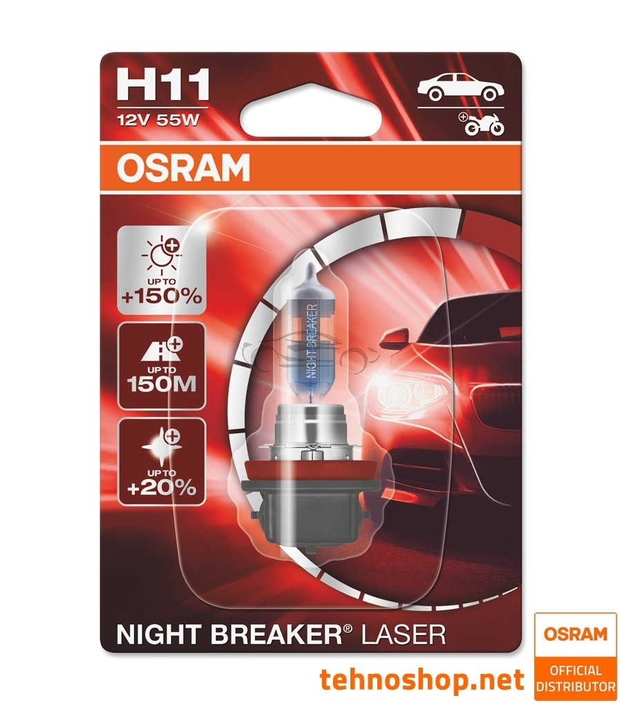 BULB OSRAM HALOGEN H11 NIGHT BREAKER LASER 64211NL-01B 12V 55W PGJ19-2
