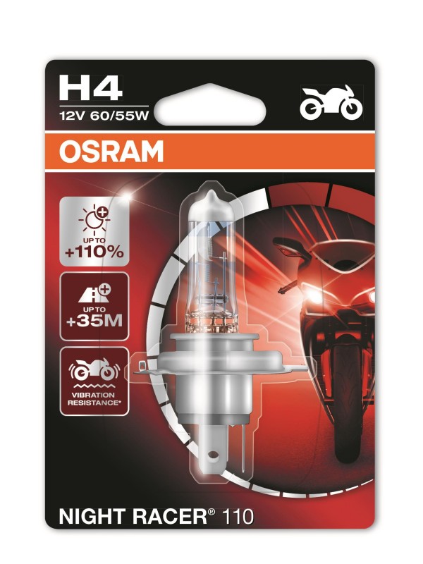 MOTO ŽARNICA OSRAM HALOGEN H4 64193NR1-01B NIGHT RACER 110 60/55W 12V P43T BLI1