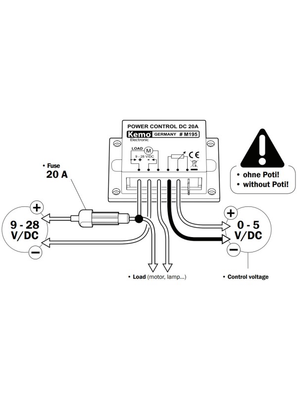 REGULATOR MOČI - OBRATOV KEMO M195  9-28 V/DC MAX. 20A