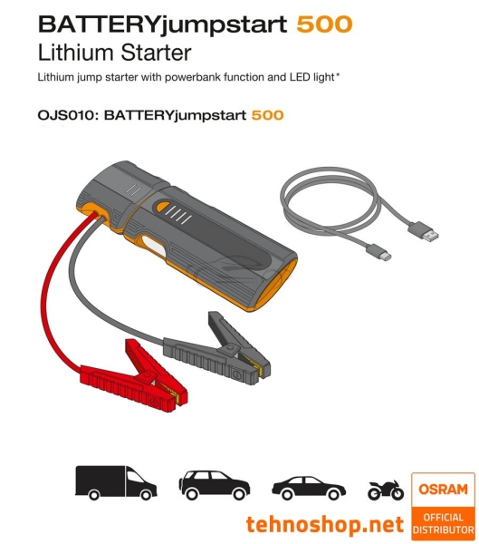 BOOSTER - ZAGANJALEC MOTORJA OSRAM BATTERYjumpstart 500 OJS010 6000mAh