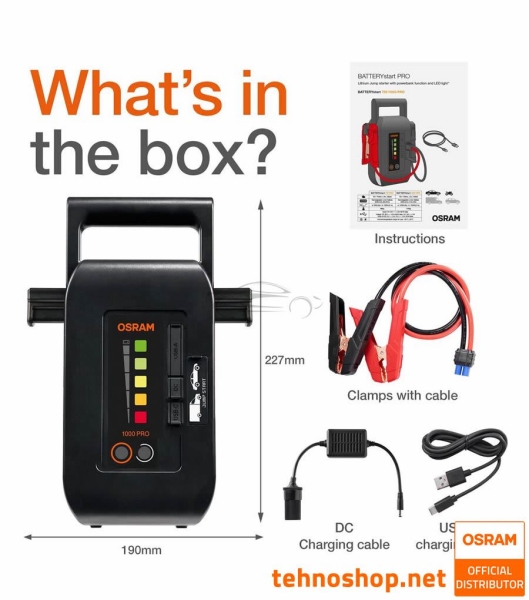 BOOSTER - ZAGANJALEC MOTORJA OSRAM BATTERYstartPRO1000 OEBSPL1000