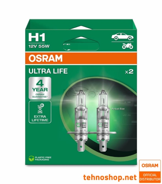 BULB OSRAM HALOGEN H1 64150ULT-2HB ULTRALIFE 55W 12V P14,5s 2HB