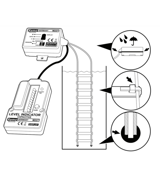 KAPACITATIVNI MERILEC NIVOJA TEKOČIN V SODIH IN REZERVARJIH KEMO M227