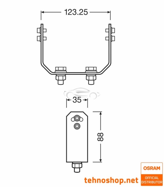 KIT ZA MONTAŽO DELOVNE LUČI OSRAM LEDriving PX (za 1 luč) LEDPWL ACC 102