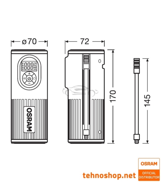 PRENOSNI BATERIJSKI ZRAČNI KOMPRESOR OSRAM TYREinflate 2000 OTIR2000