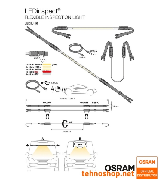 LED DELOVNA SVETILKA OSRAM LEDinspect FLEXIBLE INSPECTION LIGHT LEDIL416