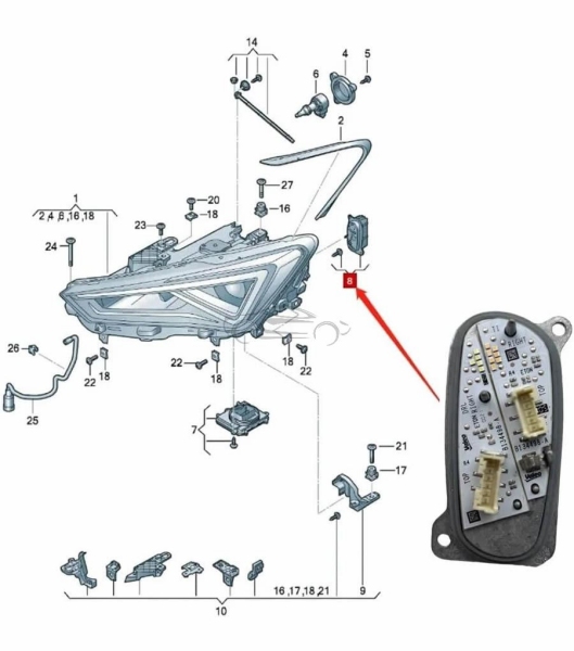 LED DRL NAJAPALNI MODUL SEAT 5FJ941475 ZA LEVI ŽAROMET