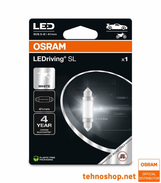 OSRAM LED BULB C5W (41 mm) LEDriving SL 12V 0.6W 6413DWP-1BL SV8.5-8 1BL