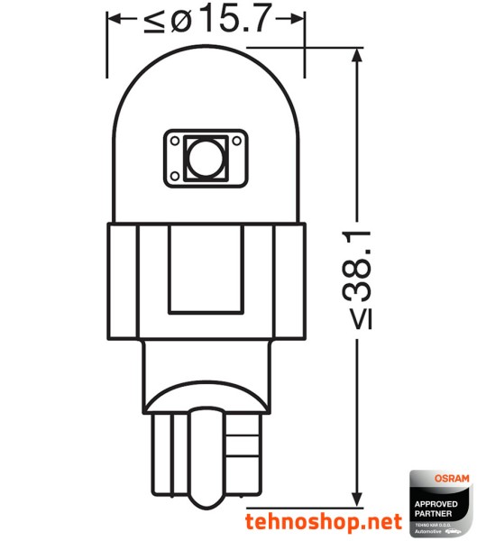 ŽARNICA OSRAM LED W16W rdeča LEDriving SL 12V 1,4W 921DRP-02B W2.1x9.5d BLI2