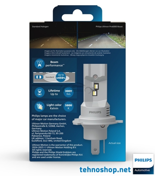 LED ŽARNICA PHILIPS H4 ULTINON PRO6000 HL U60B3 BOOST gen3 11342U60B3X1 12V P43t-38 X1