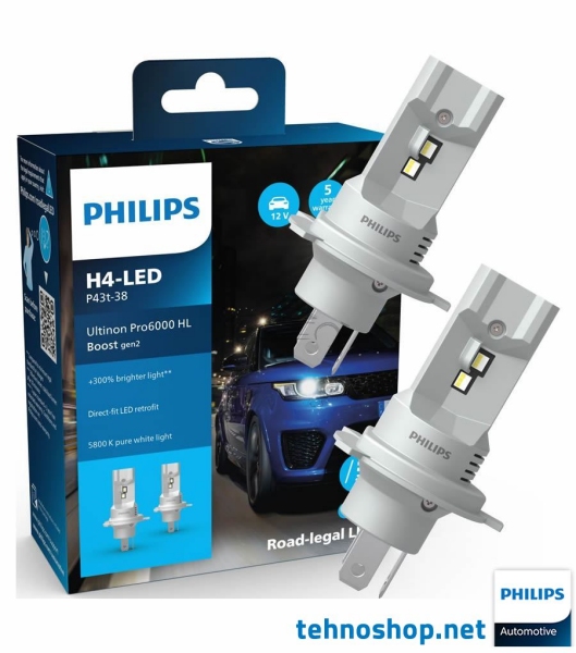 LED ŽARNICE PHILIPS H4 ULTINON PRO6000 HL U60B2 BOOST gen2 11342U60B2X2 12V 18W P43t-38 X2