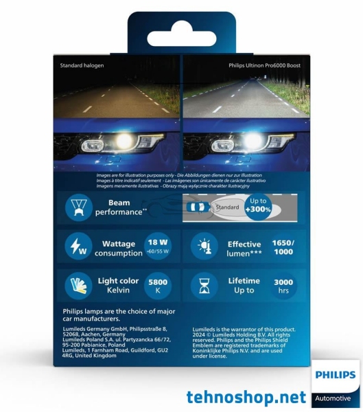 LED ŽARNICE PHILIPS H4 ULTINON PRO6000 HL U60B2 BOOST gen2 11342U60B2X2 12V 18W P43t-38 X2