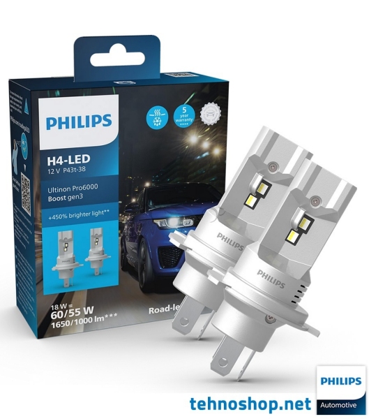 LED ŽARNICE PHILIPS H4 ULTINON PRO6000 HL U60B3 BOOST gen3 11342U60B3X2 12V P43t-38 X2