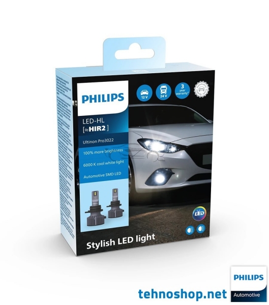LED ŽARNICE PHILIPS HIR2 ULTINON PRO3022 U3022 11012U3022 12/24V 20W PX22d X2