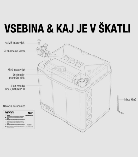 LI-ION LFP AKUMULATOR NOCO POWERSPORT NLP30 12.8V 7.8Ah 700A LiFePO4