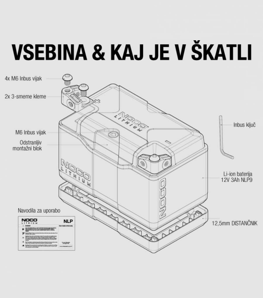 LI-ION LFP BATTERY NOCO POWERSPORT NLP9 12.8V 3Ah 400A LiFePO4
