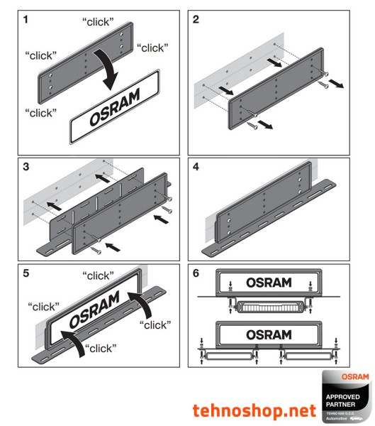 OKVIR TABLICE Z NOSILCEM ZA DELOVNE LUČI OSRAM LEDriving AX LEDDL ACC 103