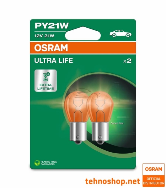 ŽARNICA OSRAM PY21W 7507ULT-2BL ULTRALIFE ORANŽNA 12V BAU15s 2BL