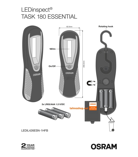 SET OF 12 OSRAM LEDinspect® TASK 180 ESSENTIAL LED WORK LIGHTS LEDIL426ESN