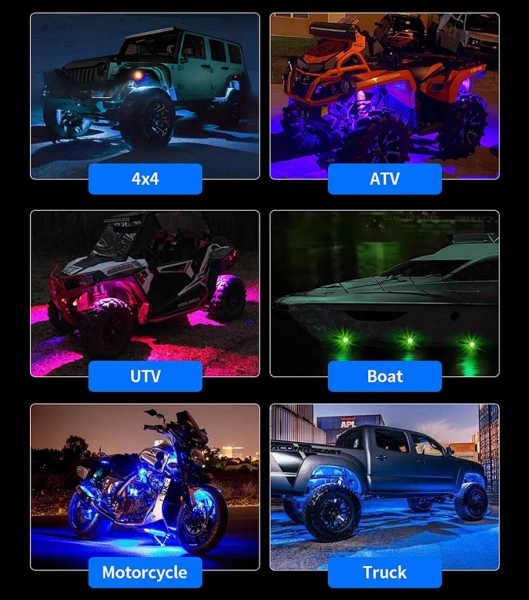 SET LED LUČK RGB ROCK LIGHT KIT OSRAM CREE 48W 12/24V