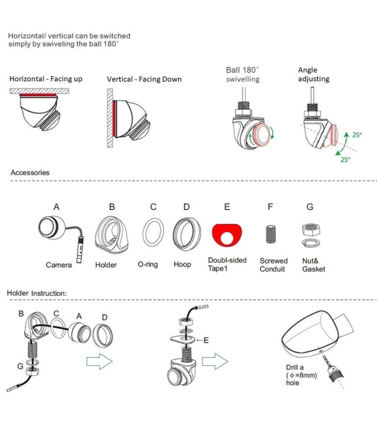 ŠIROKOKOTNA KAMERA FULLHD 1080p AHD ZA PARKIRANJE NIGHT VISION Z VIJAKOM TSBCUNI-WIDE-AHD 12/24V