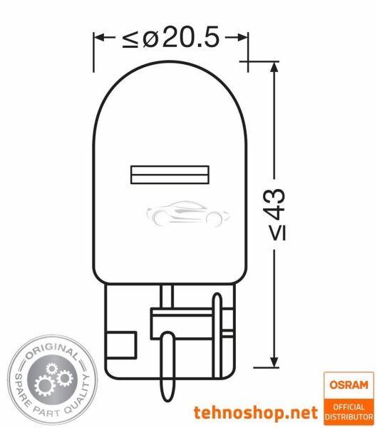 ŽARNICA OSRAM W21W 7505-2BL ORIGINAL 21W 12V W3X16d 2BL