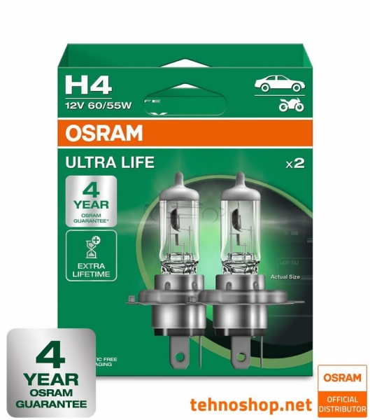 ŽARNICA OSRAM HALOGEN H4 64193ULT-2HB ULTRALIFE 60/55W 12V P43t 2HB