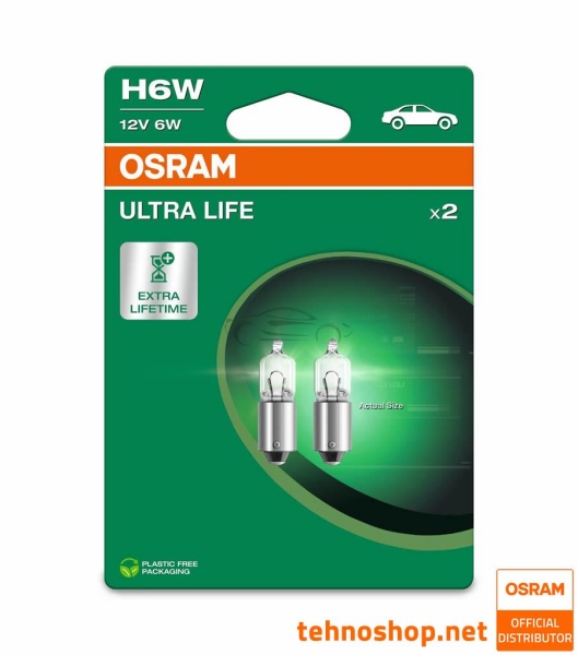 ŽARNICA OSRAM HALOGEN H6W 64132ULT-2BL ULTRALIFE 12V BAX9s 2BL