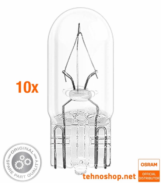 10x ŽARNICA OSRAM W3W 2821 ORIGINAL 12V W2.1X9.5d 2BL UNV1