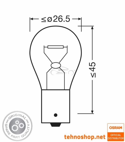 BULB OSRAM P21W 7506-2BL ORIGINAL 12V BA15s 2BL