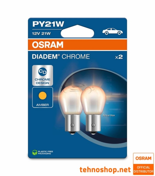 ŽARNICA OSRAM PY21W 7507DC-2BL DIADEM CHROME 12V BAU15s 2BL