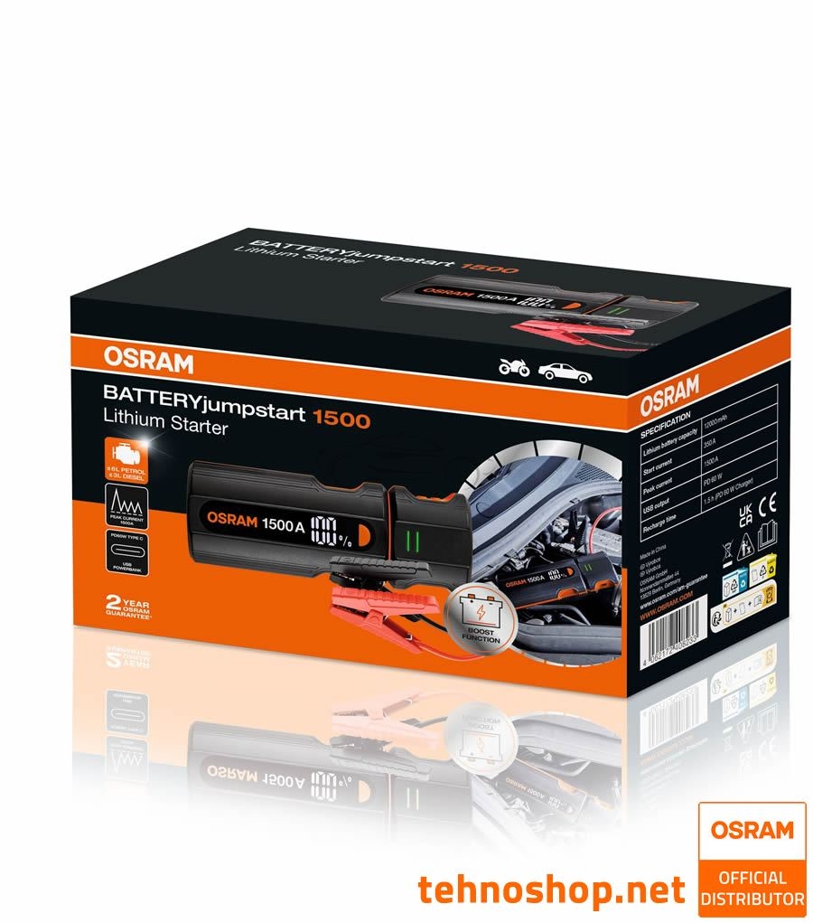 BOOSTER - JUMP STARTER OSRAM BATTERYjumpstart 1500 OJS030 12000mAh
