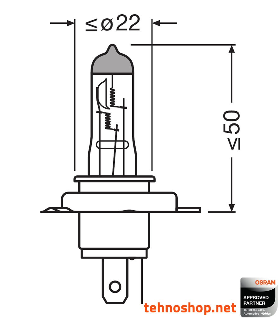 ŽARNICA OSRAM HALOGEN H19 64181L 60/55W 12V PU43t-3 FS1