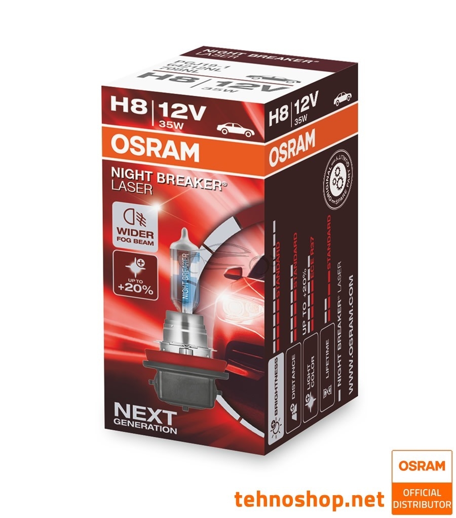 ŽARNICA OSRAM HALOGEN H8 NIGHT BREAKER LASER 64212NL 12V 35W PGJ19-1