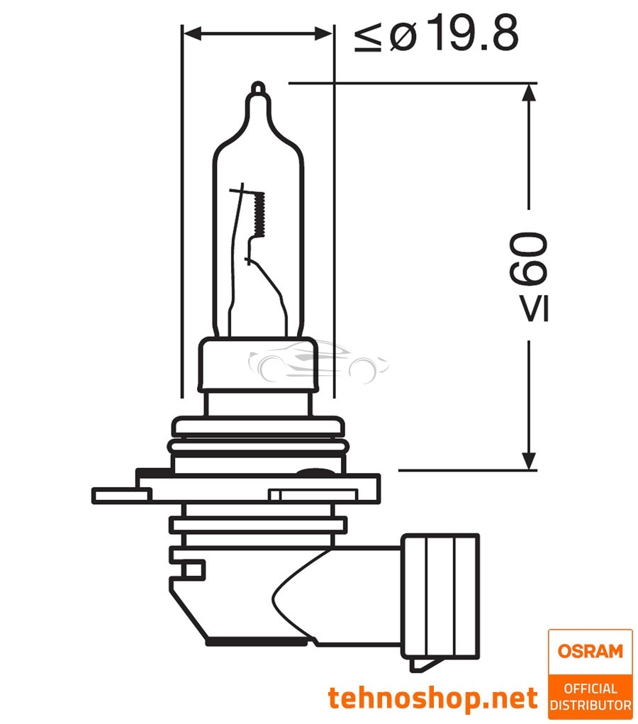 ŽARNICA OSRAM HALOGEN 9012 HIR2 ORIGINAL 55W 12V PX22d FS1