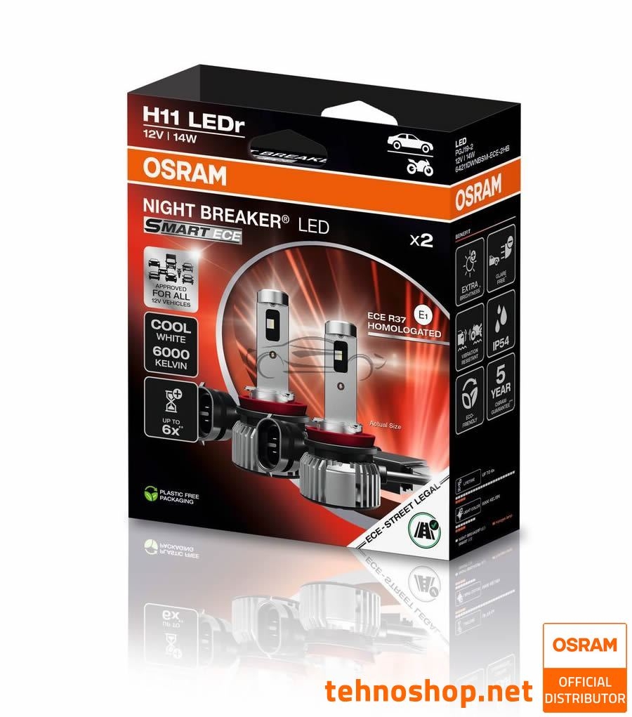 LED ŽARNICE OSRAM NIGHT BREAKER SMART ECE H11 64211DWNBSM-ECE-2HB 12V PGJ19-2 2HB