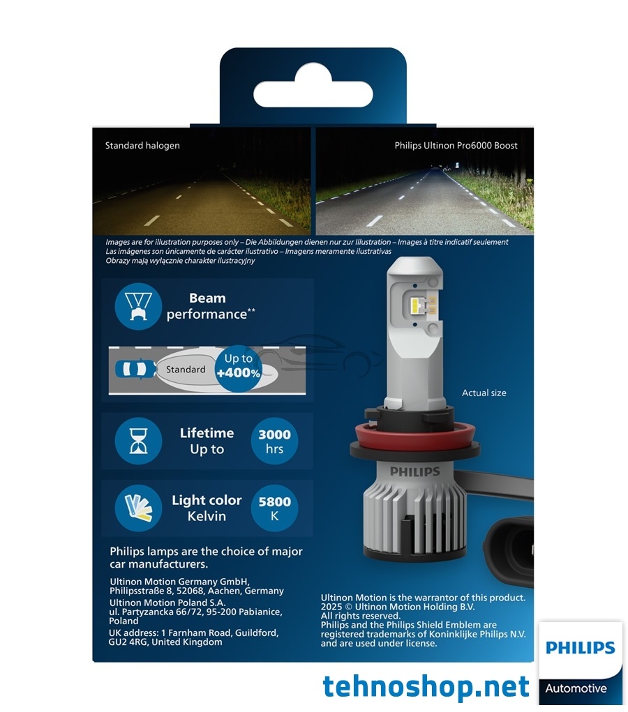 LED ŽARNICE PHILIPS H11 ULTINON PRO6000 HL U60B BOOST ECE 11362U60BX2 12V PGJ19-2 X2