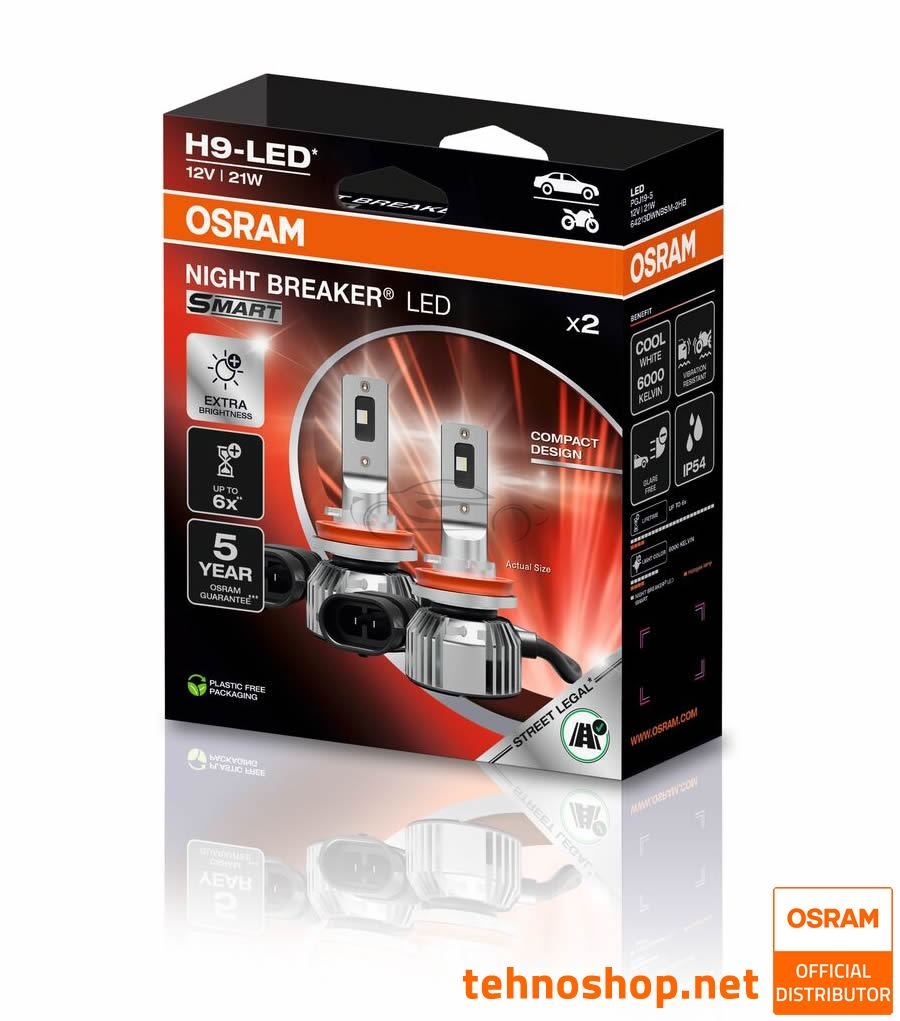 LED ŽARNICE OSRAM NIGHT BREAKER SMART H9 64213DWNBSM-2HB 12V PGJ19-5 2HB