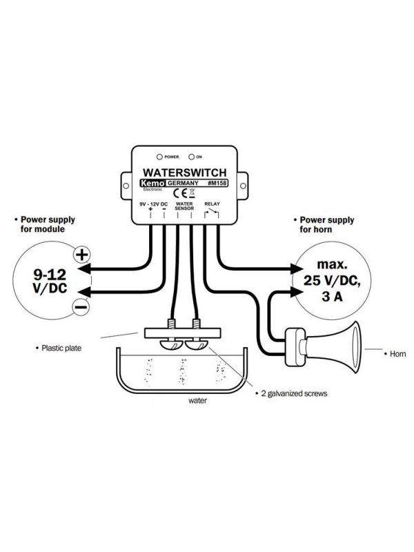 SENZOR NIVOJA VODE KEMO M158  9-12V/DC