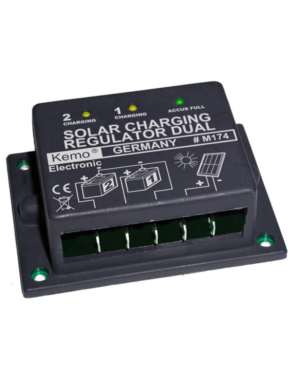 REGULATOR POLNJENJA ZA DVA AKUMULATORJA IZ SOLARNIH CELIC KEMO M174 12V 16A