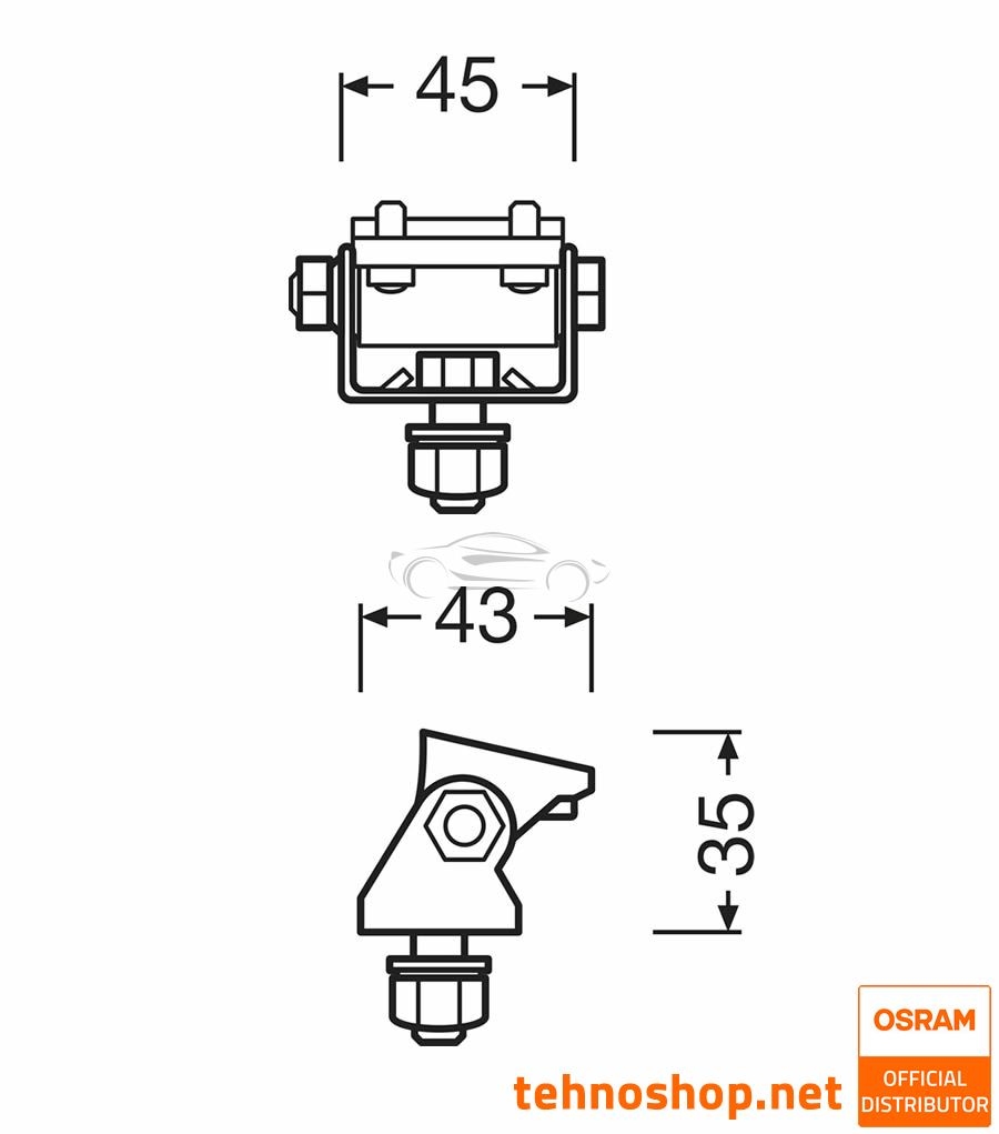 KIT ZA MONTAŽO DELOVNE LUČI OSRAM LEDriving PX (za 1 luč) LEDPWL ACC 101
