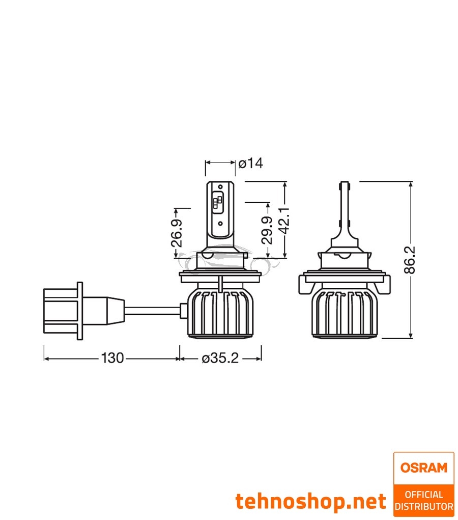 LED BULB SET H13 OSRAM LEDriving HL BRIGHT 9008DWBRT-2HFB 12V P26.4t HCB