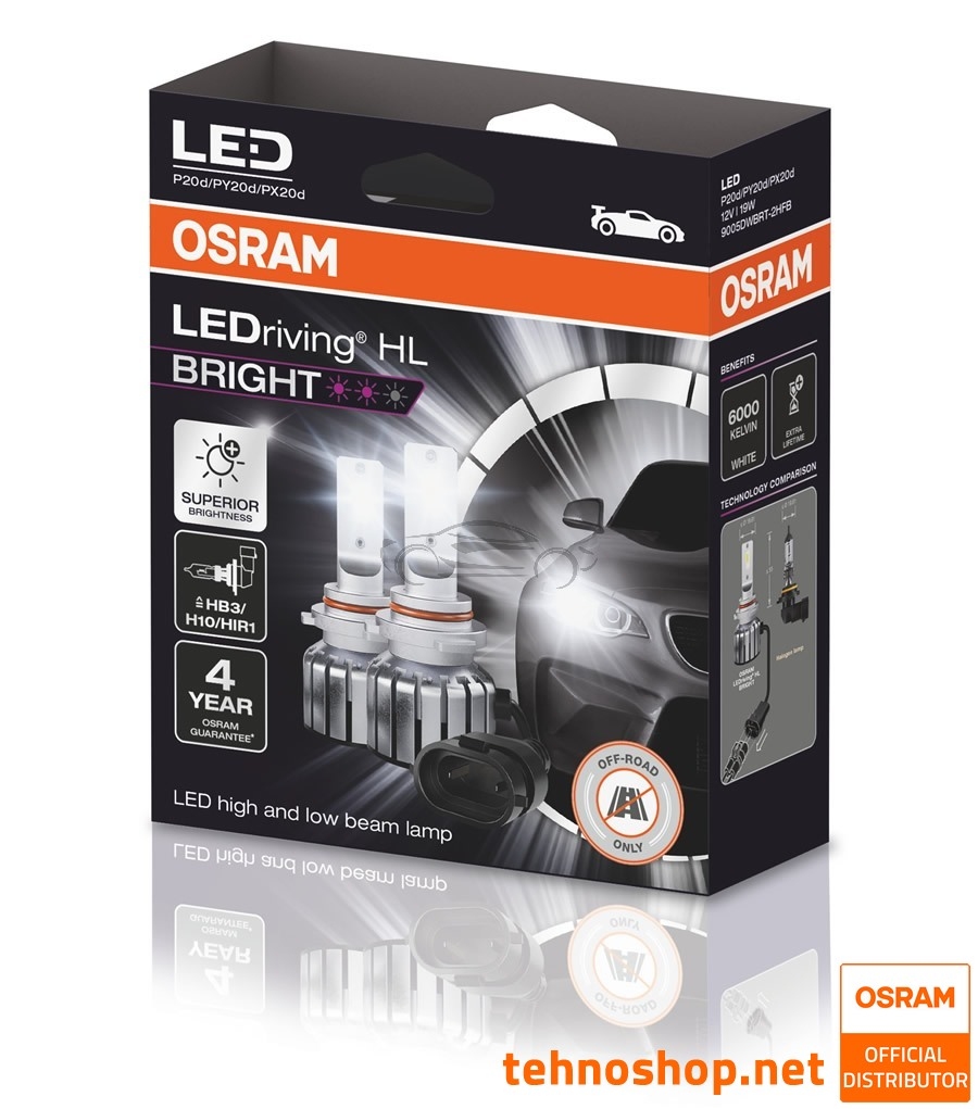 LED ŽARNICE HB3/H10/HIR1 OSRAM LEDriving HL BRIGHT 9005DWBRT-2HFB 12V P20d 2HFB