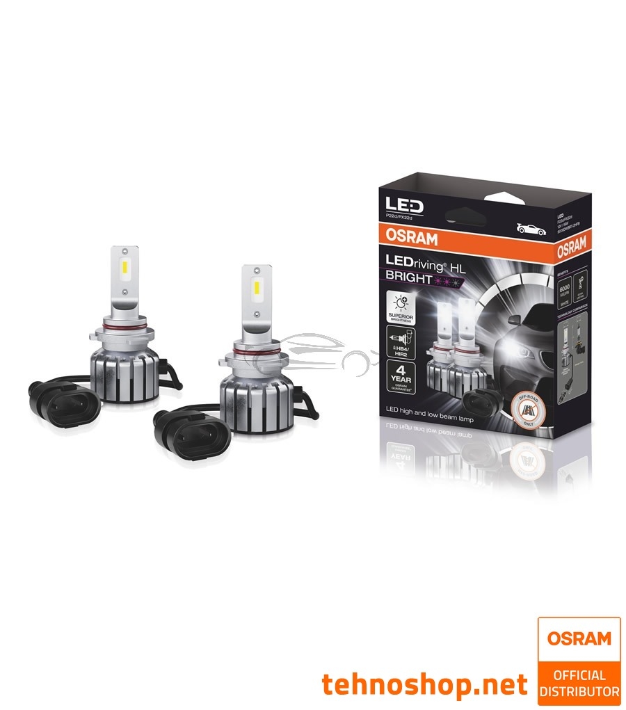 LED BULB SET HB4/HIR2 OSRAM LEDriving HL BRIGHT 9006DWBRT-2HFB 12V P22d HCB