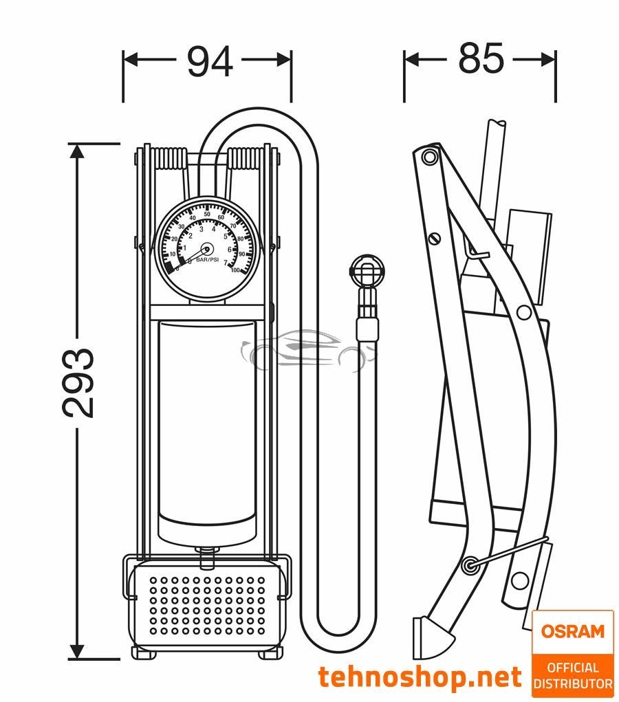 PRENOSNA NAPRAVA ZA TESTIRANJE / POLNJENJE PNEVMATIK OSRAM OFP10ESN