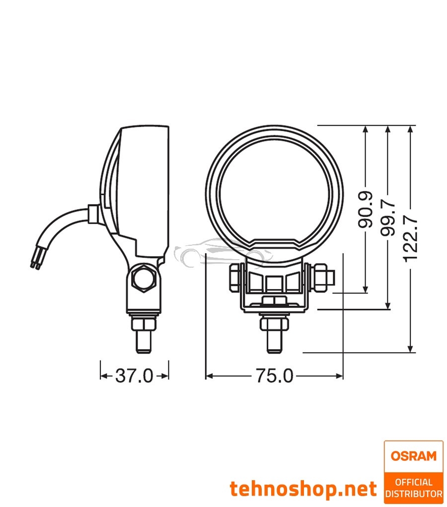 LED DELOVNA LUČ OSRAM LEDriving® ROUND WL 12W 12/24V VX80-WD LEDWL104-WD
