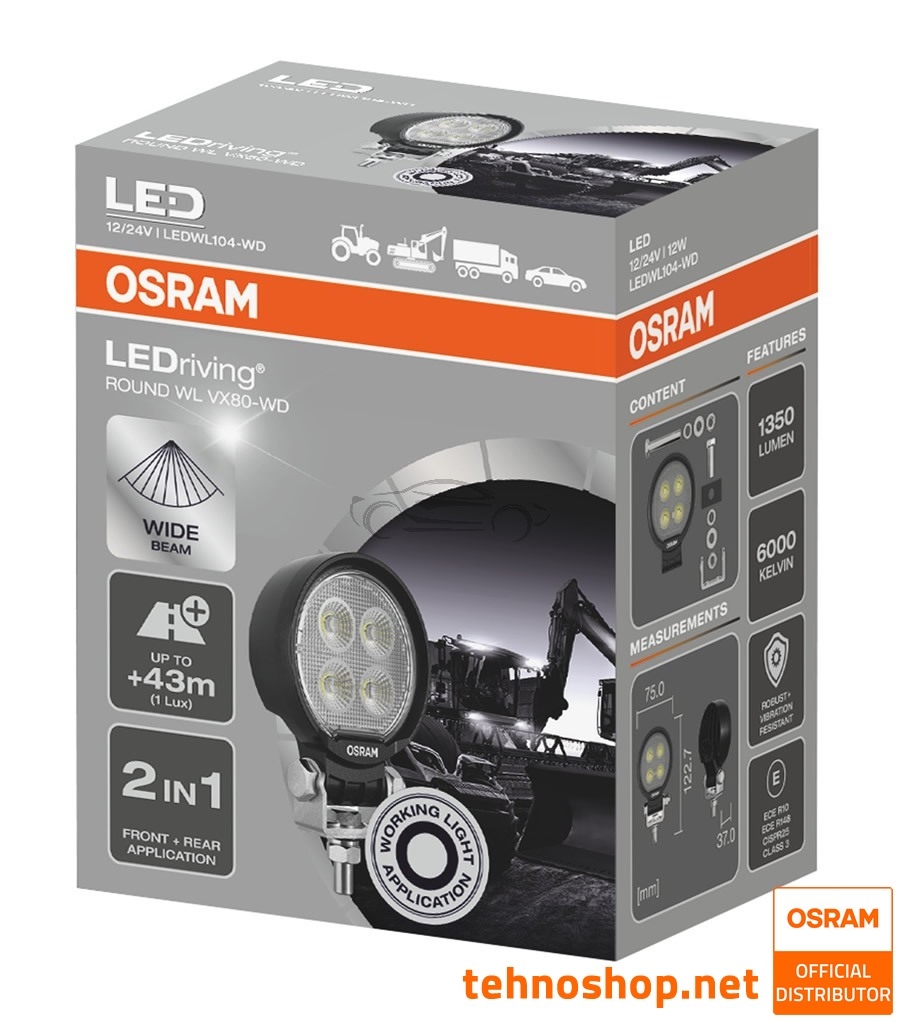 LED DELOVNA LUČ OSRAM LEDriving® ROUND WL 12W 12/24V VX80-WD LEDWL104-WD