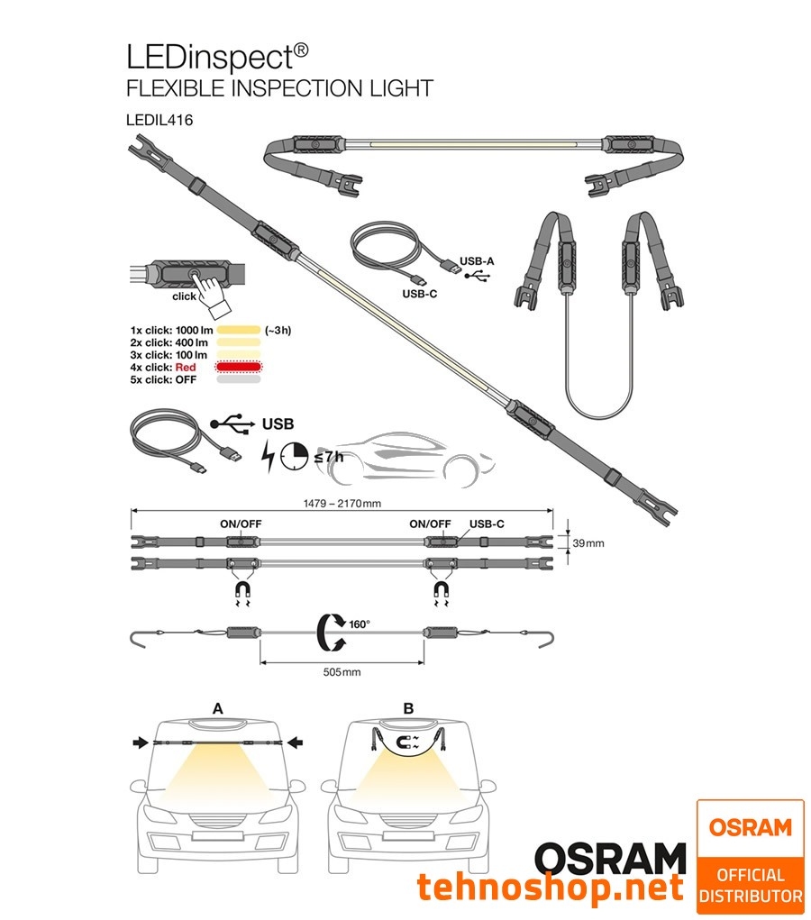 LED DELOVNA SVETILKA OSRAM LEDinspect FLEXIBLE INSPECTION LIGHT LEDIL416