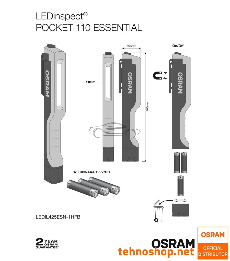 LED DELOVNA SVETILKA OSRAM LEDinspect POCKET 110 ESSENTIAL LEDIL425ESN