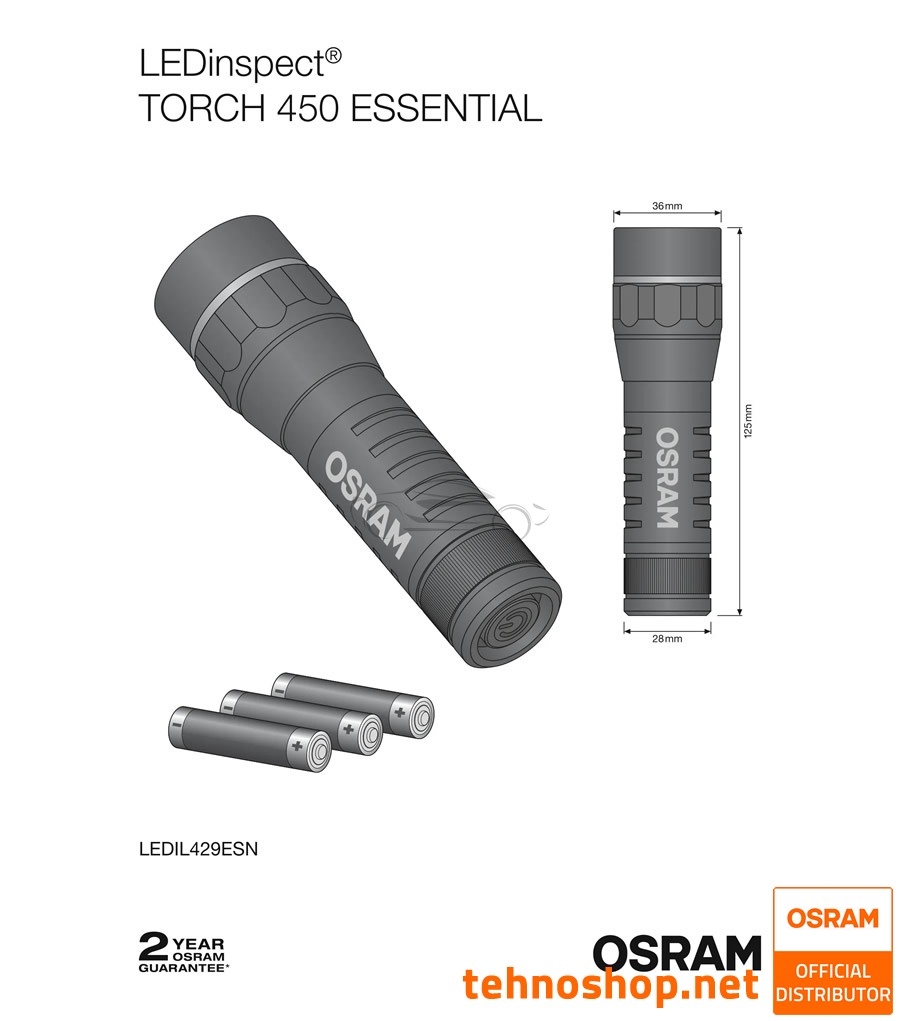 LED WORK LIGHT OSRAM LEDinspect® TORCH 450 ESSENTIAL LEDIL429ESN